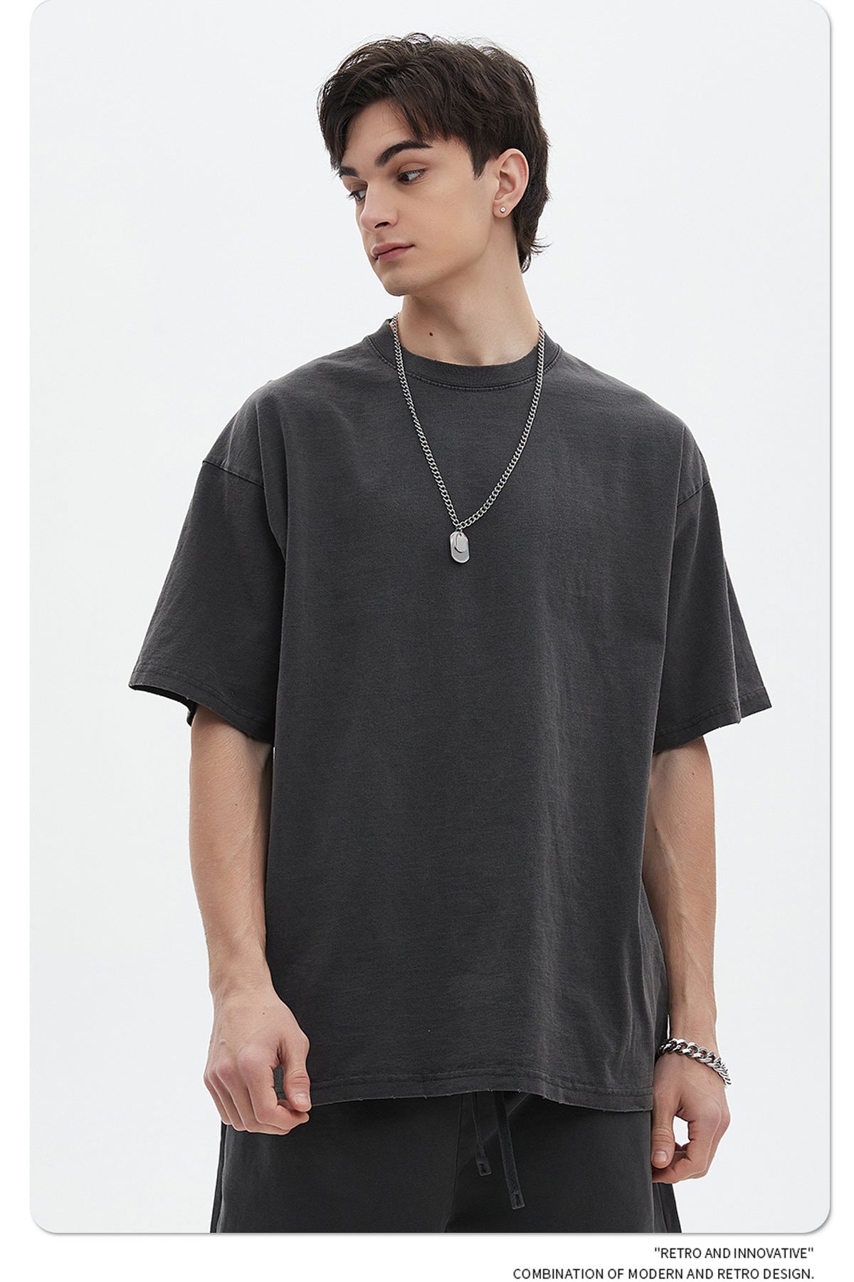 Washed Dyed Oversize Damage Short-sleeve T-shirt & Short Sweatpants Setup