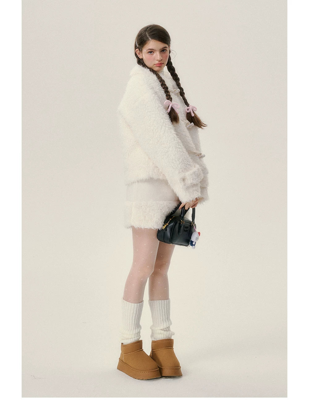 Fake Fur Hoodie & Short Skirt Setup
