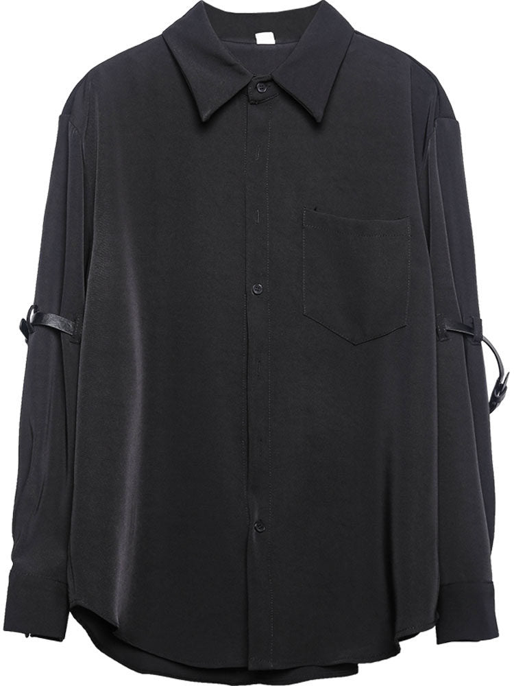 Metal Buckle Functional Long Sleeve Shirt