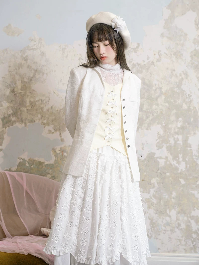Rose Jacquard Sailor Collar Jacket