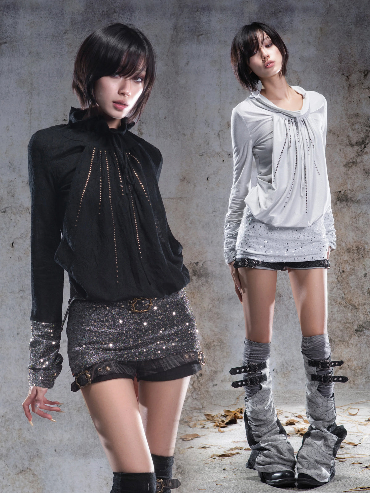Original 2-Way Pullable Neck Gothic Style Blouse