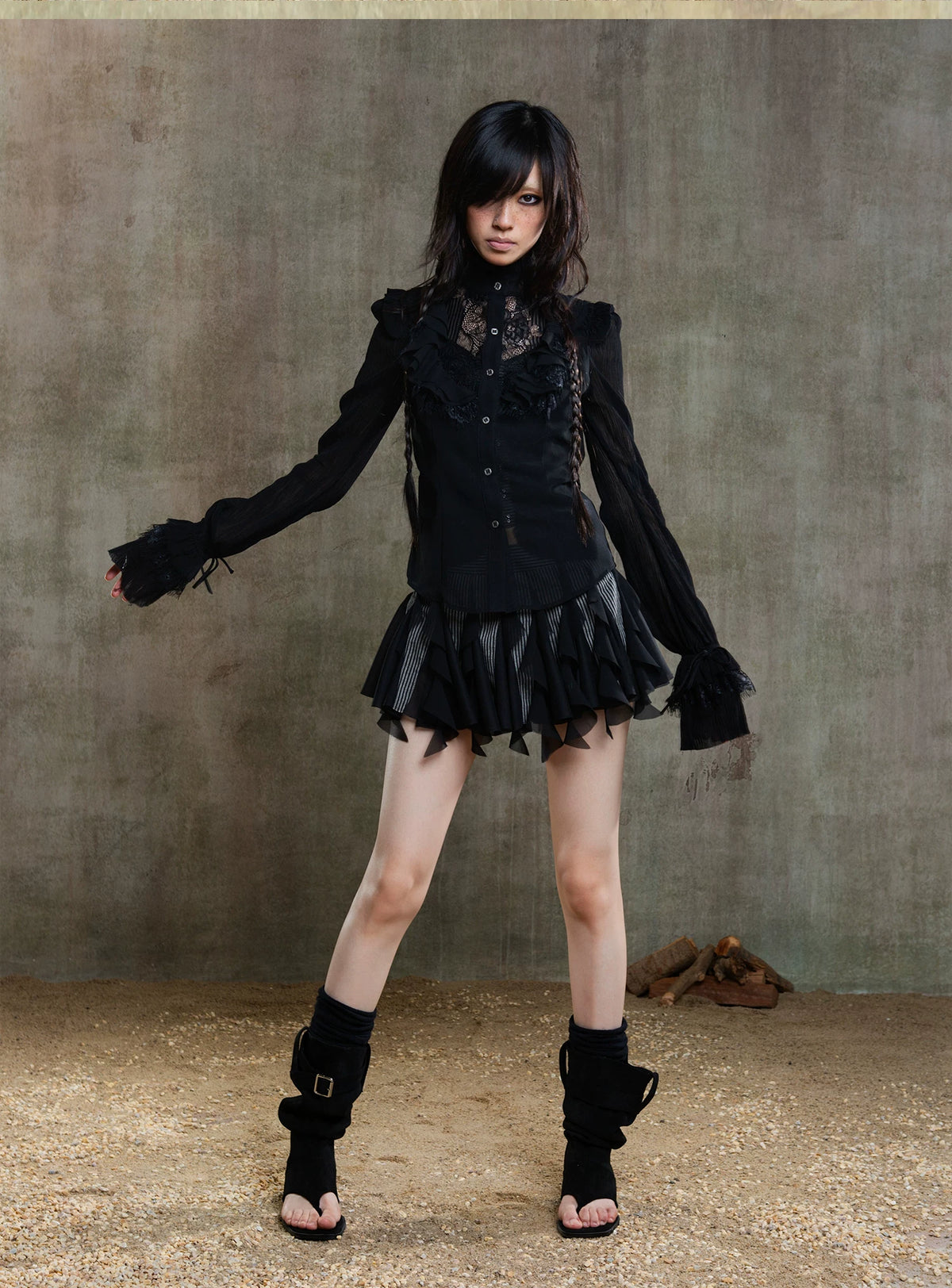 Sheer Chiffon Gothic Court Style Blouse