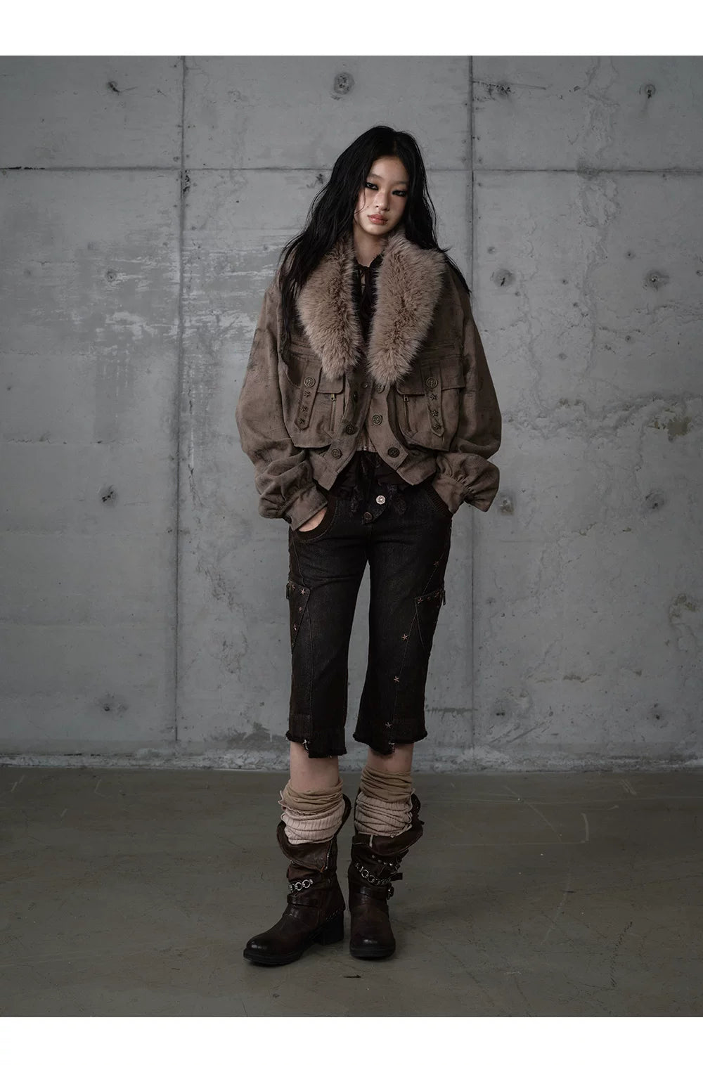 Patchwork Plaid Punk Work Jacket