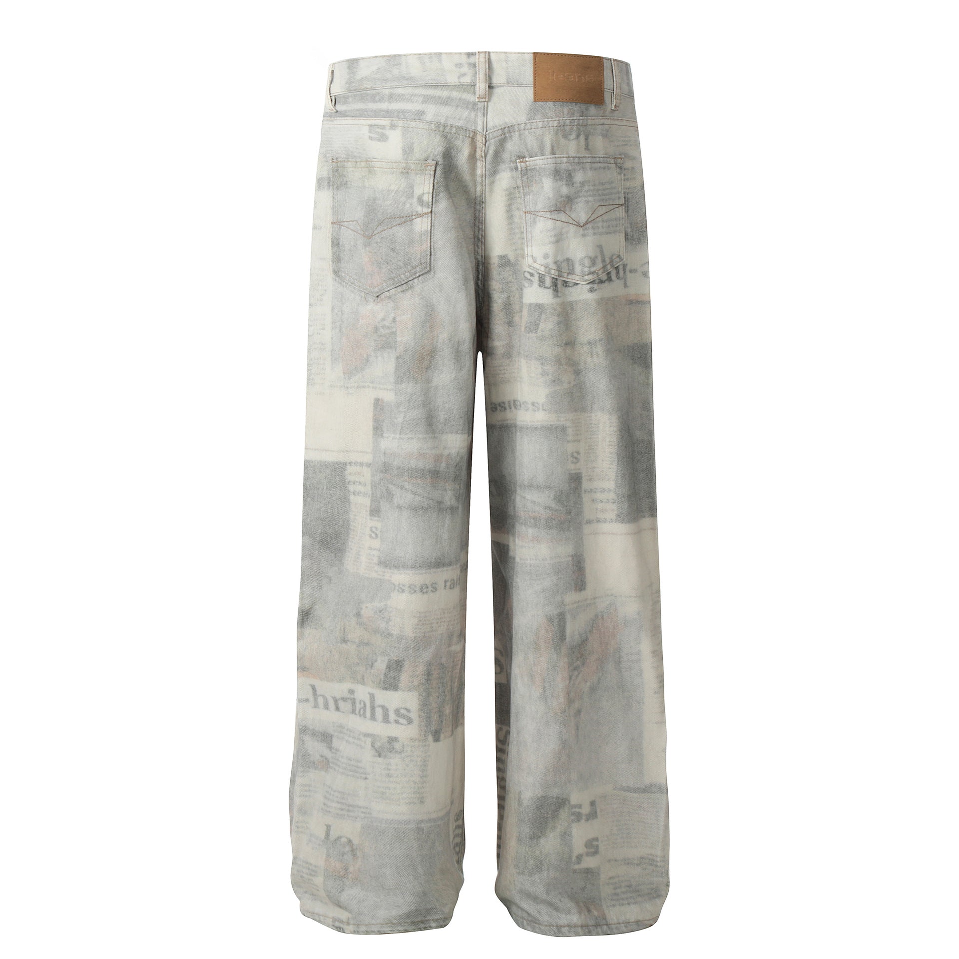 Newspaper Print Straight Denim Jeans