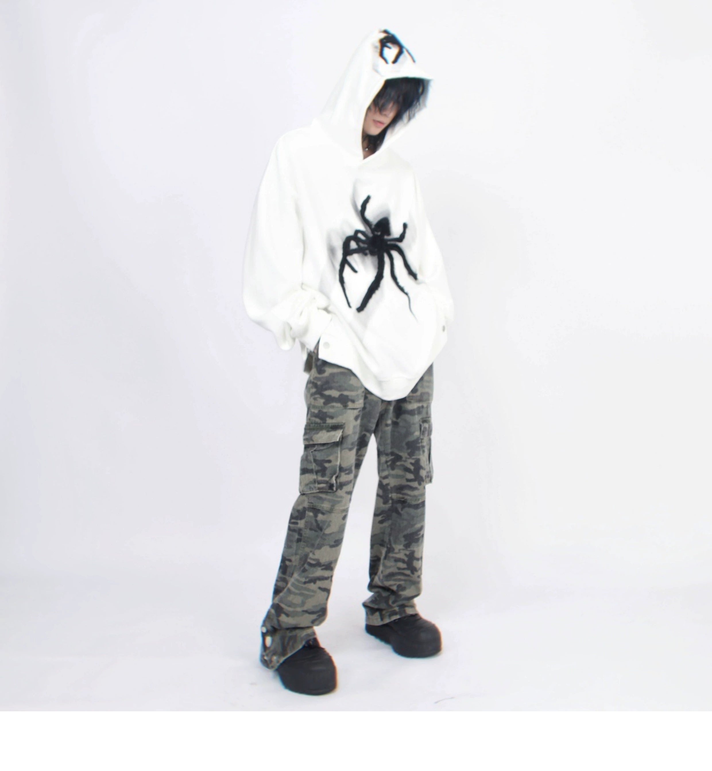 Vintage High Street Spider Embroidery Hoodie