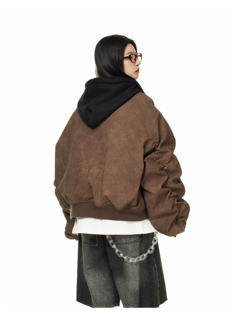 Chaqueta de vuelo unisex vintage de dos piezas con capucha
