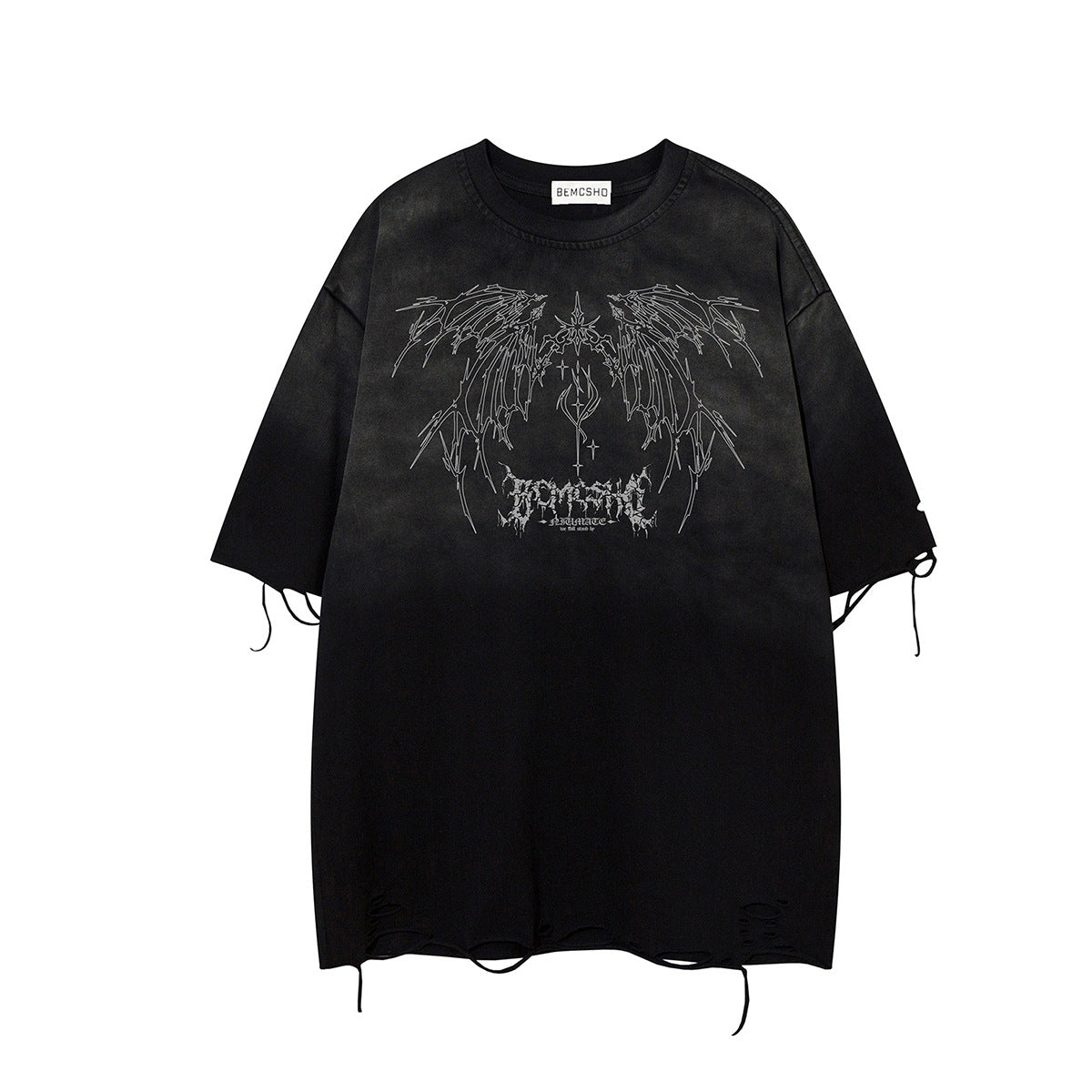 Gradient Wing Graphic Damage Short Sleeve T-Shirt