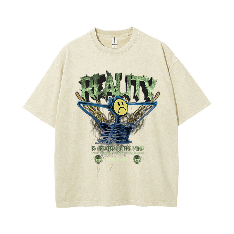Sad Skeleton Print T-Shirt