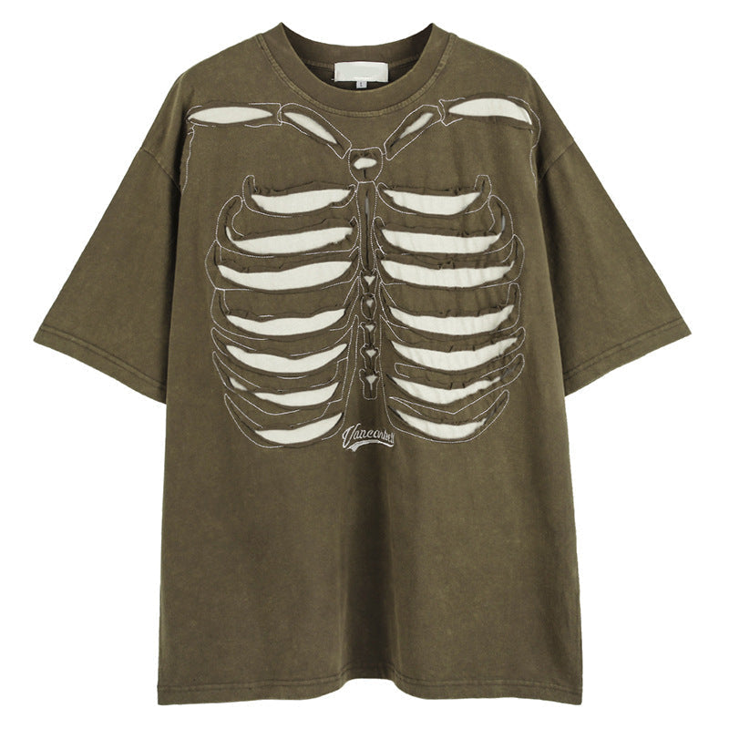 Vintage Skeleton Patchwork T-shirt - MADXMARX