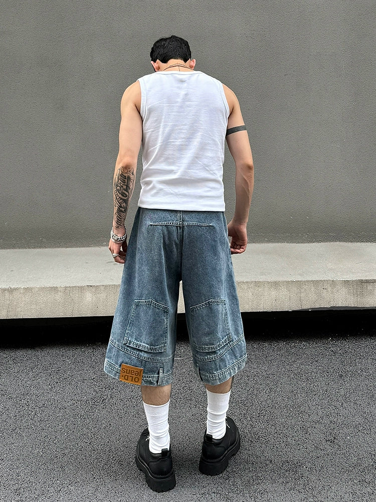 Reversed Design Straight Denim Short & Denim Jeans