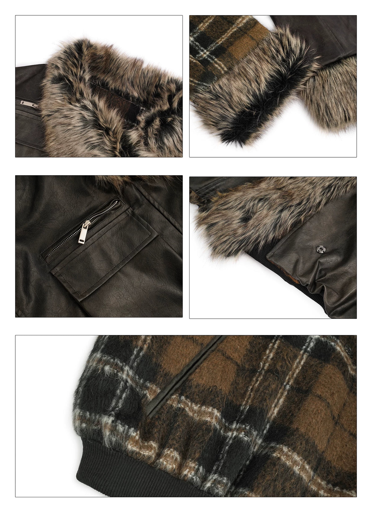 Reversible Fake Fur PU Leather Jacket & Skirt Setup