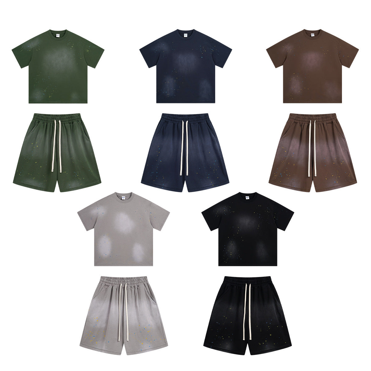 Colorful Ink Splash Short Sleeve T-shirt & Short Pants Setup