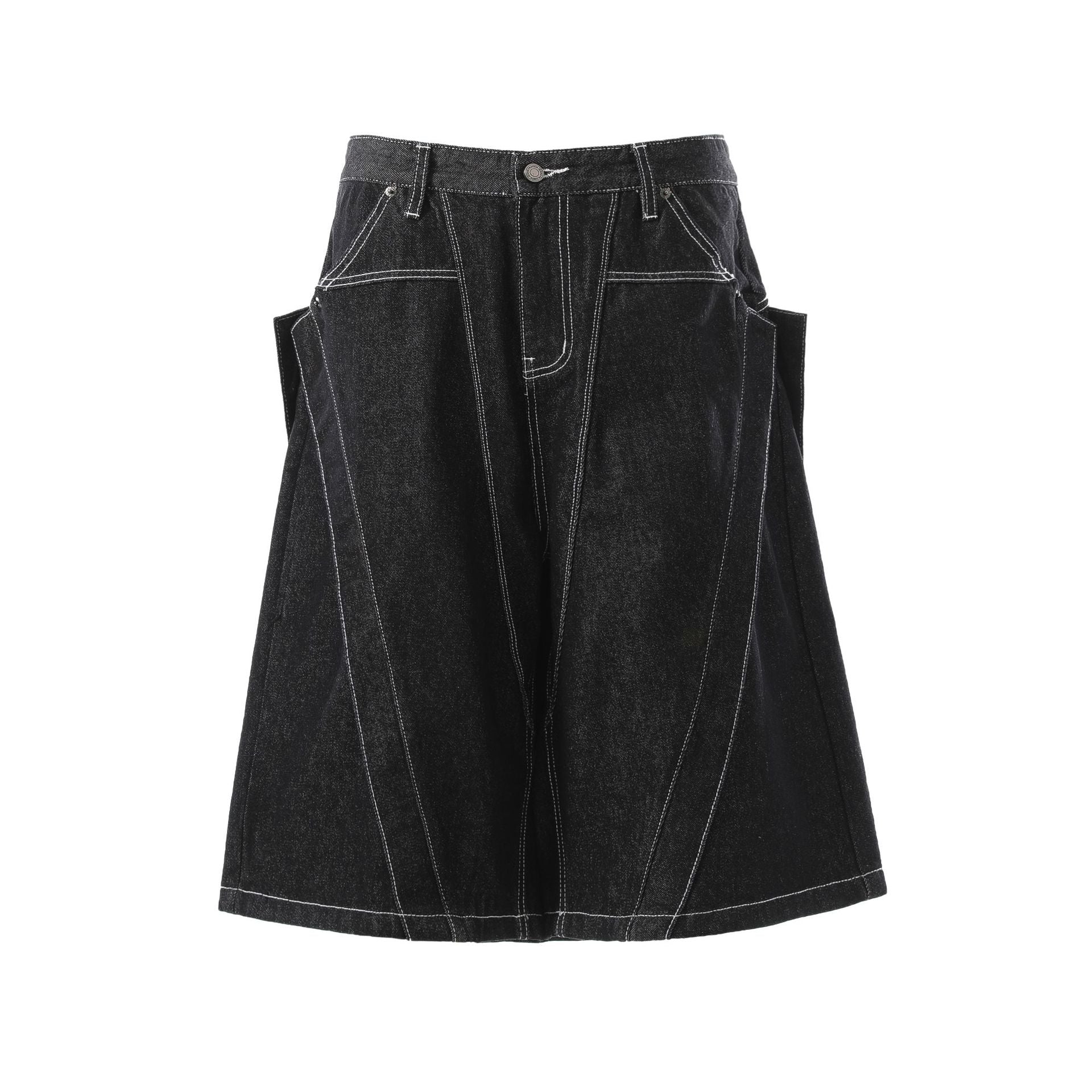 Raw Denim Deconstruction Wide Leg Jort