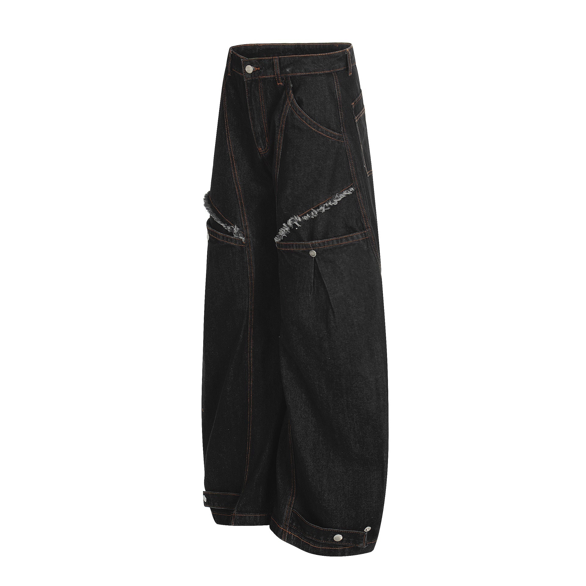 Raw Deconstruction Curved Denim Jeans