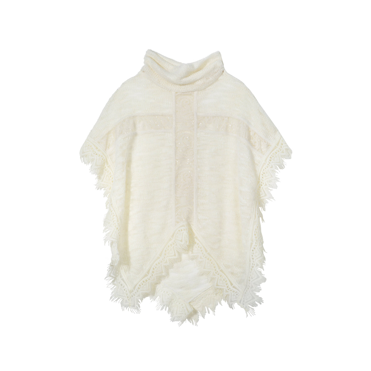 Punk Cross Cape Asymmetric Fringe Knit Sweater