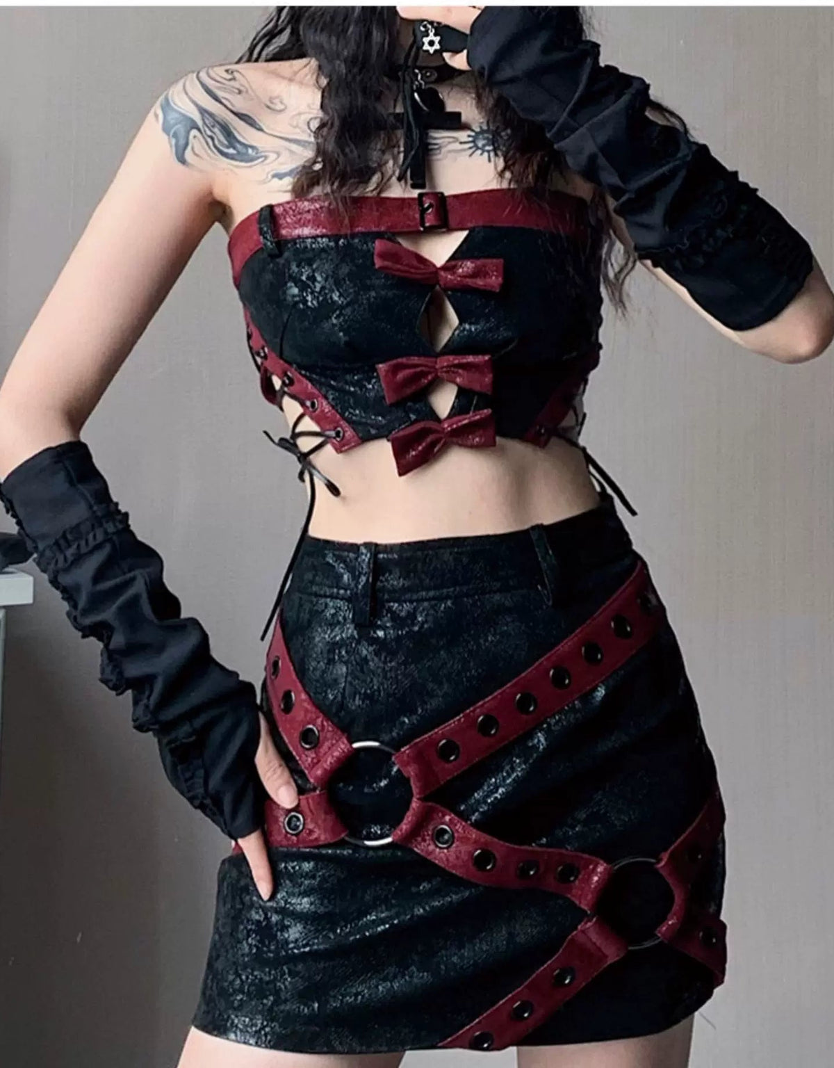 PU Leather Short Skirt