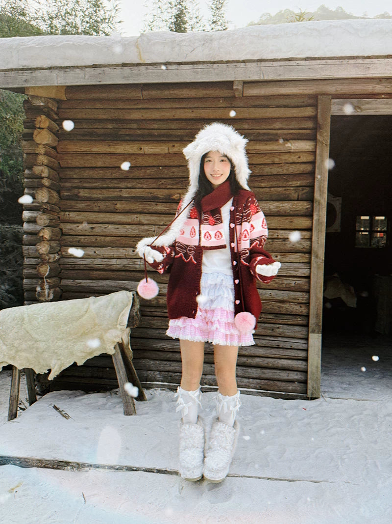 Strawberry Cake Knit Cardigan