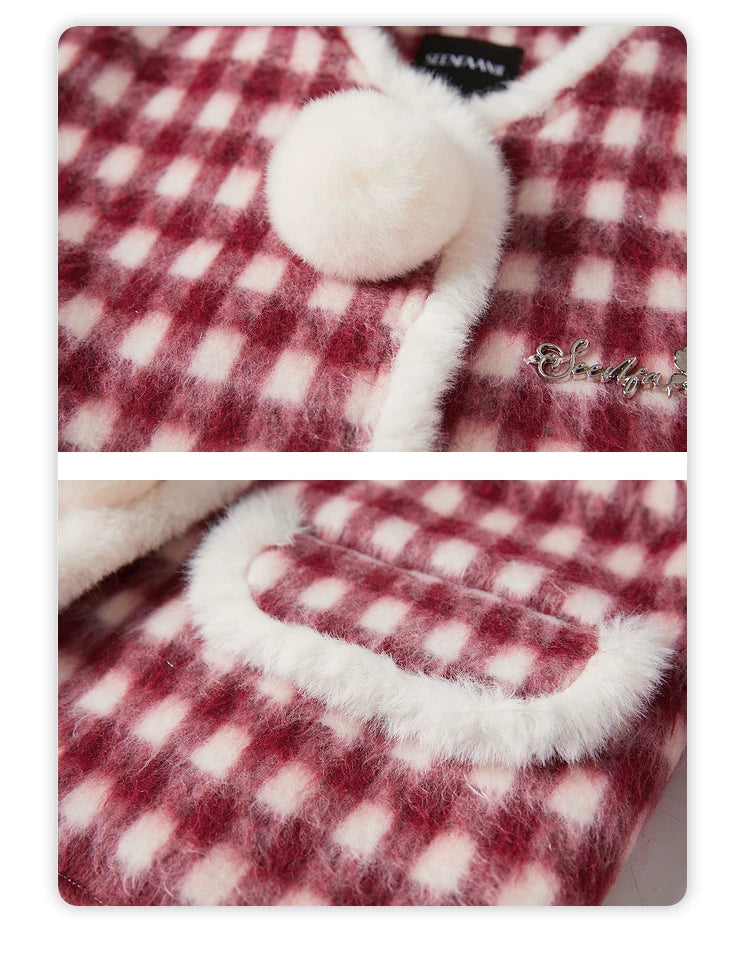 Christmas Plaid Tweed Jacket & Short Skirt Setup