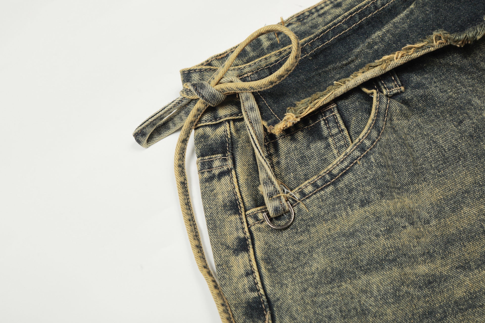 Washed Layered Fade Wide Leg Denim Jeans