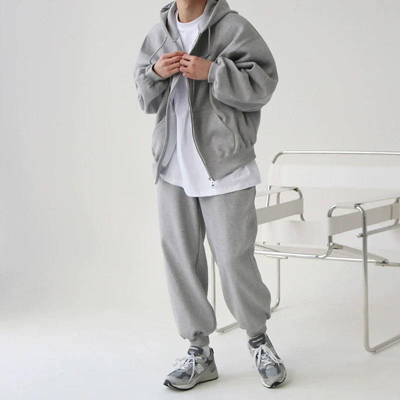 Double Zipper Oversize Hoodie & Sweatpants Setup