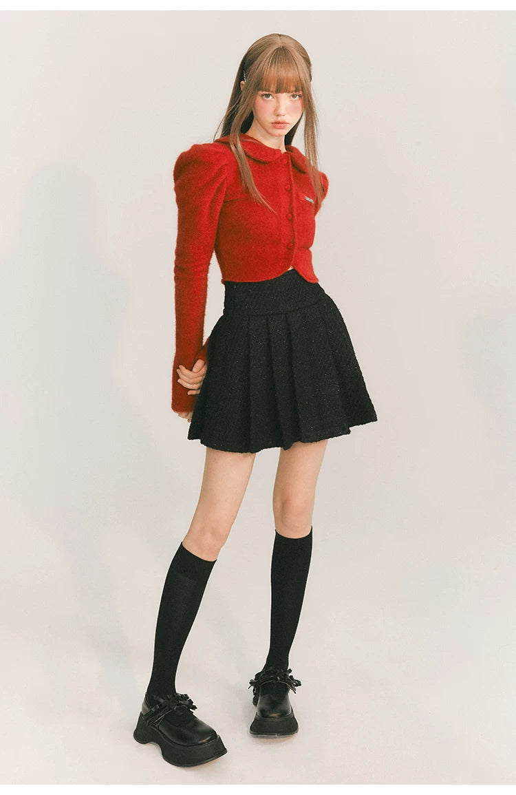 Cropped Round Collar Button Jacket