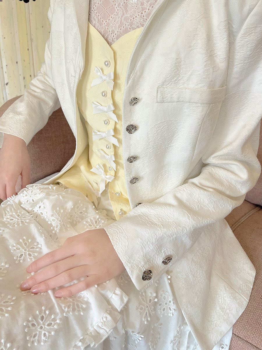 Rose Jacquard Sailor Collar Jacket