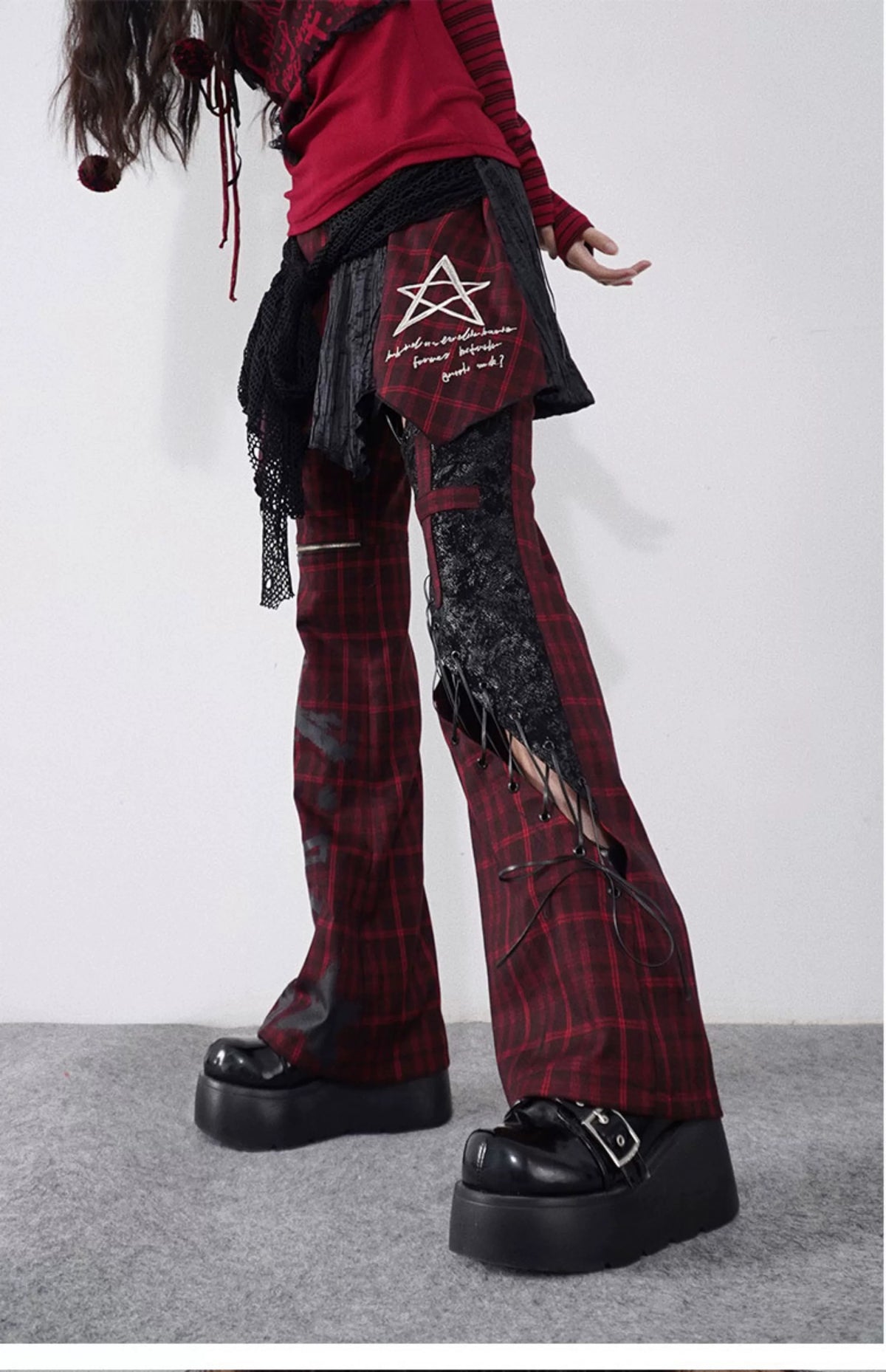 Patchwork Irregular Plaid Layered Short Skirt