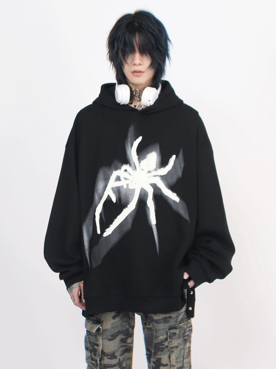 Vintage High Street Spider Embroidery Hoodie