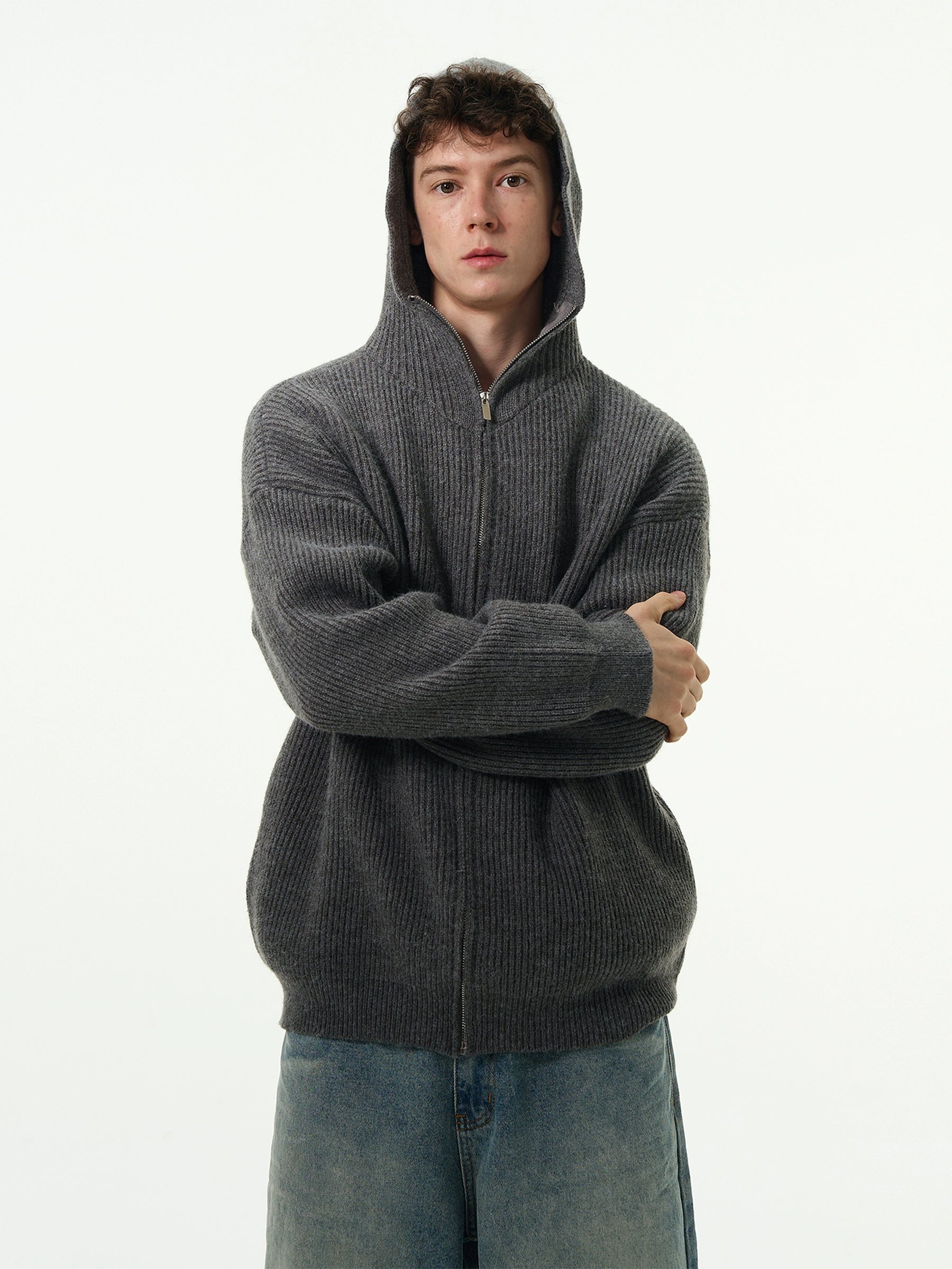 Cardigan en tricot à capuche