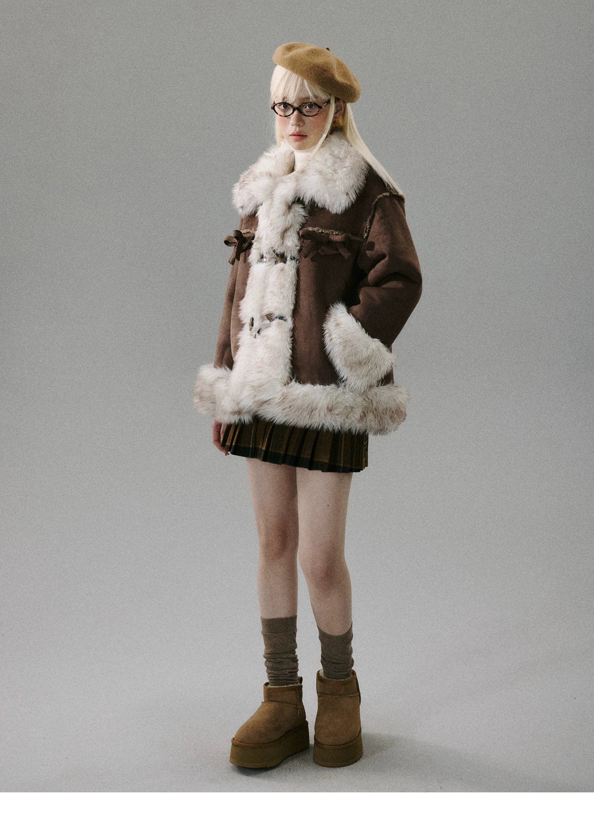 Bow Fur Thick Jacket