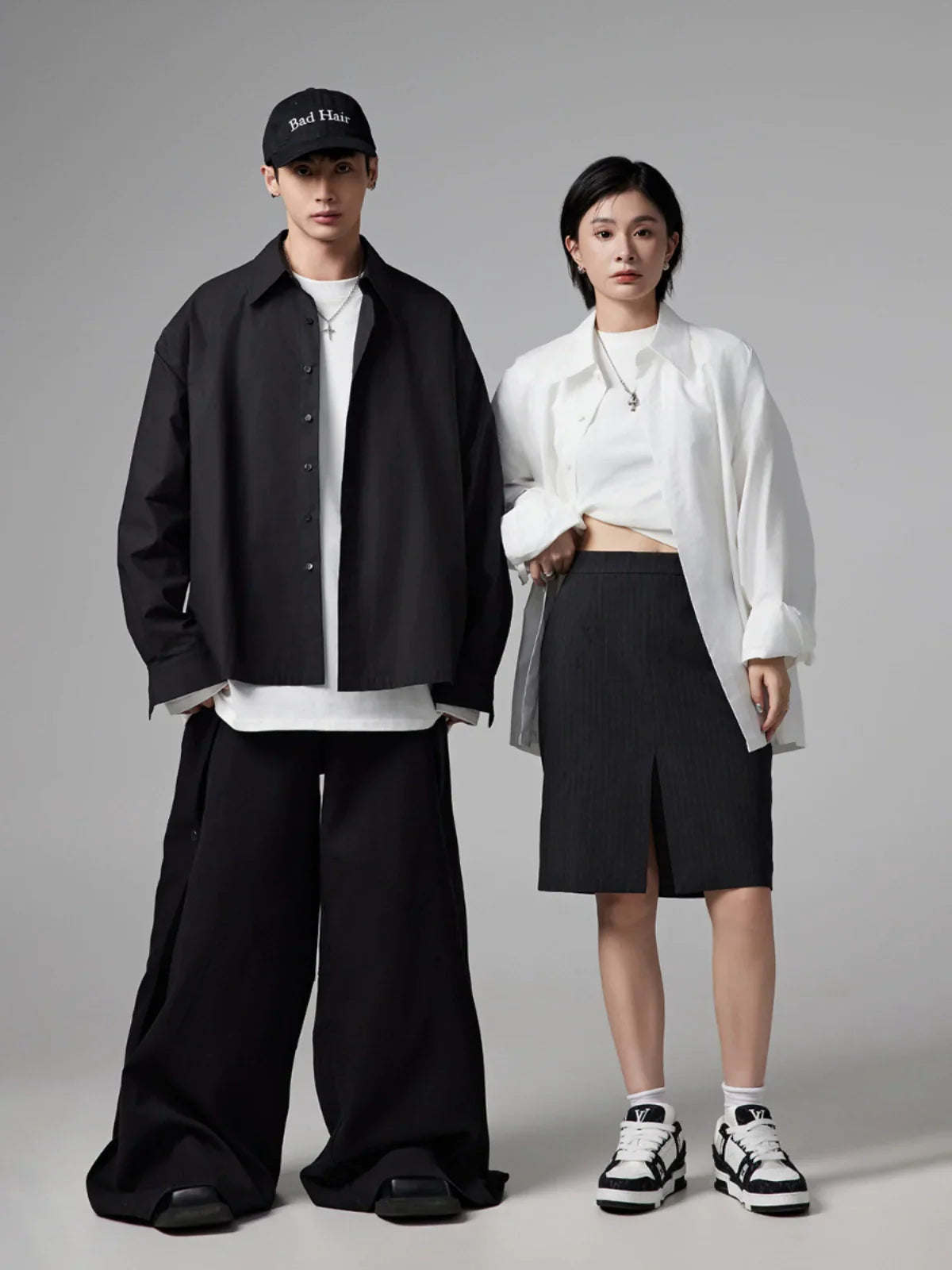 Stitch Design Oversize Long Sleeve Shirt