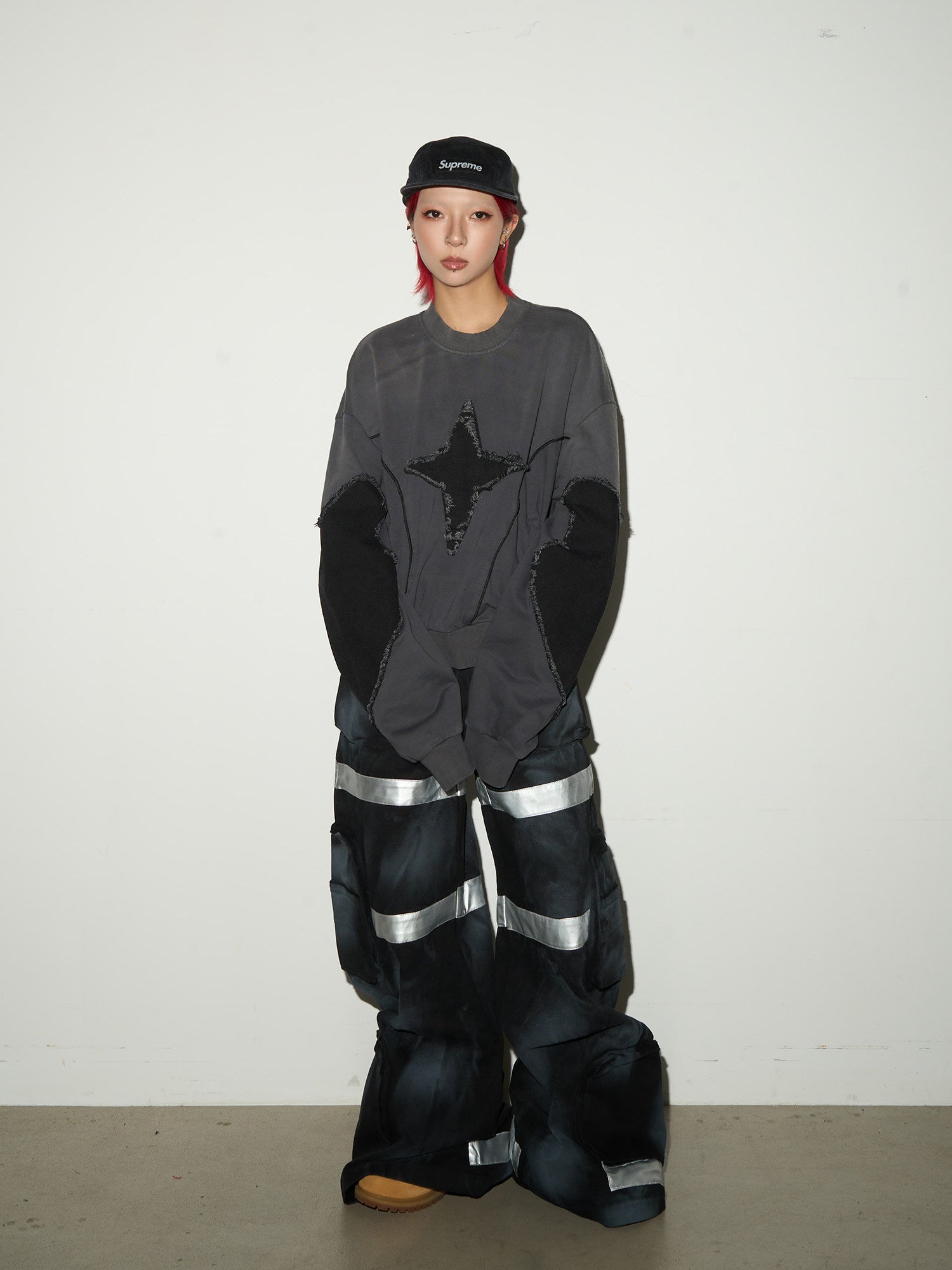 Star Damage Panel Sweatshirt