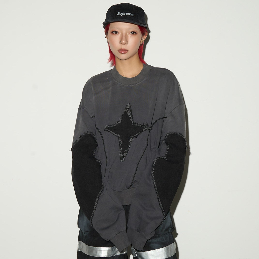 Star Damage Panel Sweatshirt