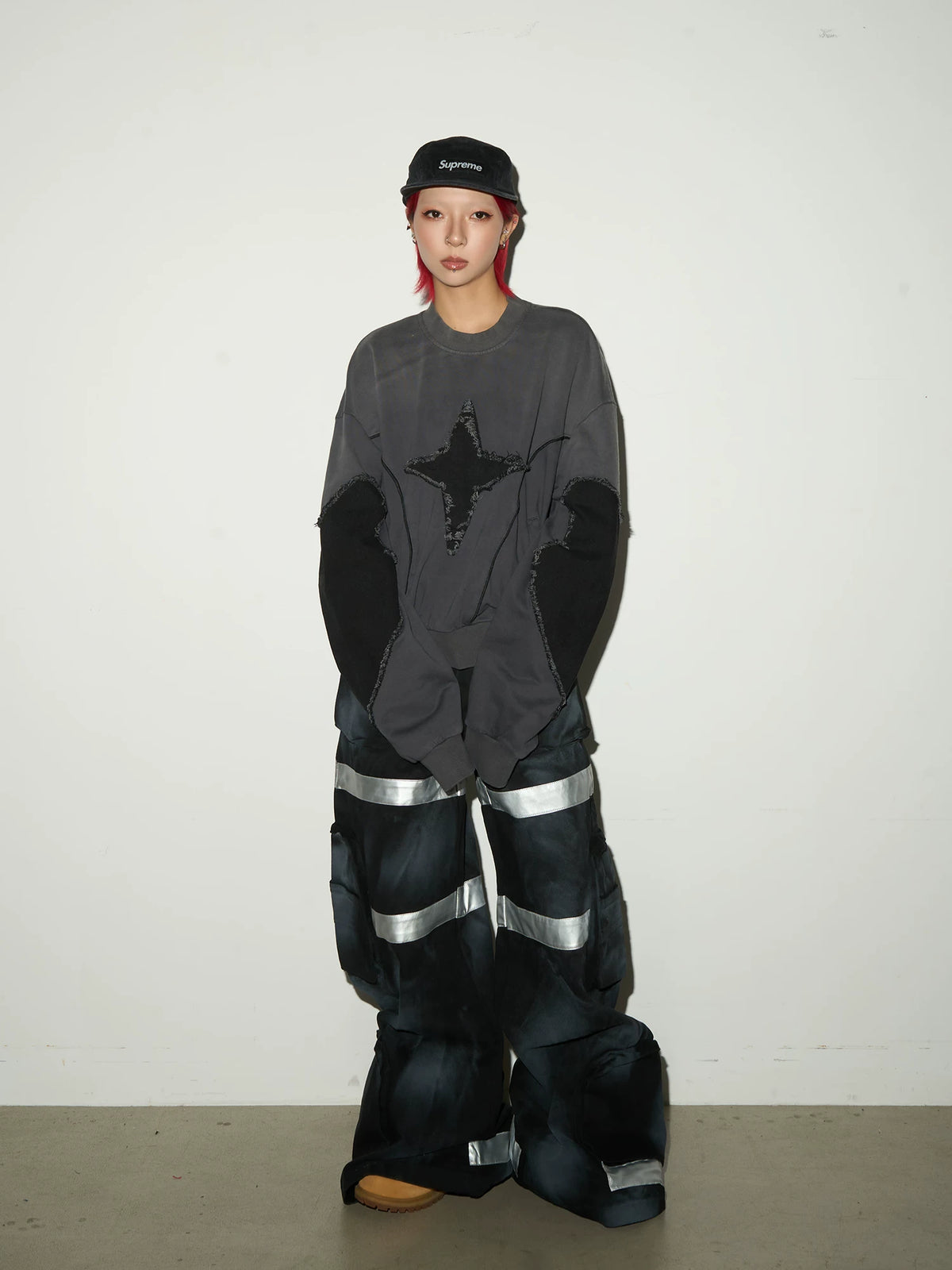 Star Damage Panel Sweatshirt