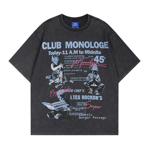 T-shirt à manches courtes avec imprimé lettrage effet délavé - Noir / S