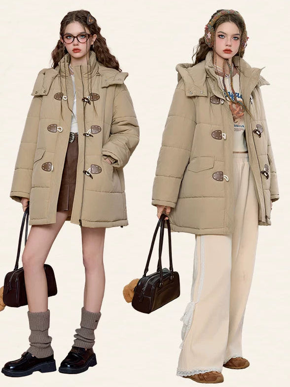 Hooded Stand Neck Long Puffer Jacket