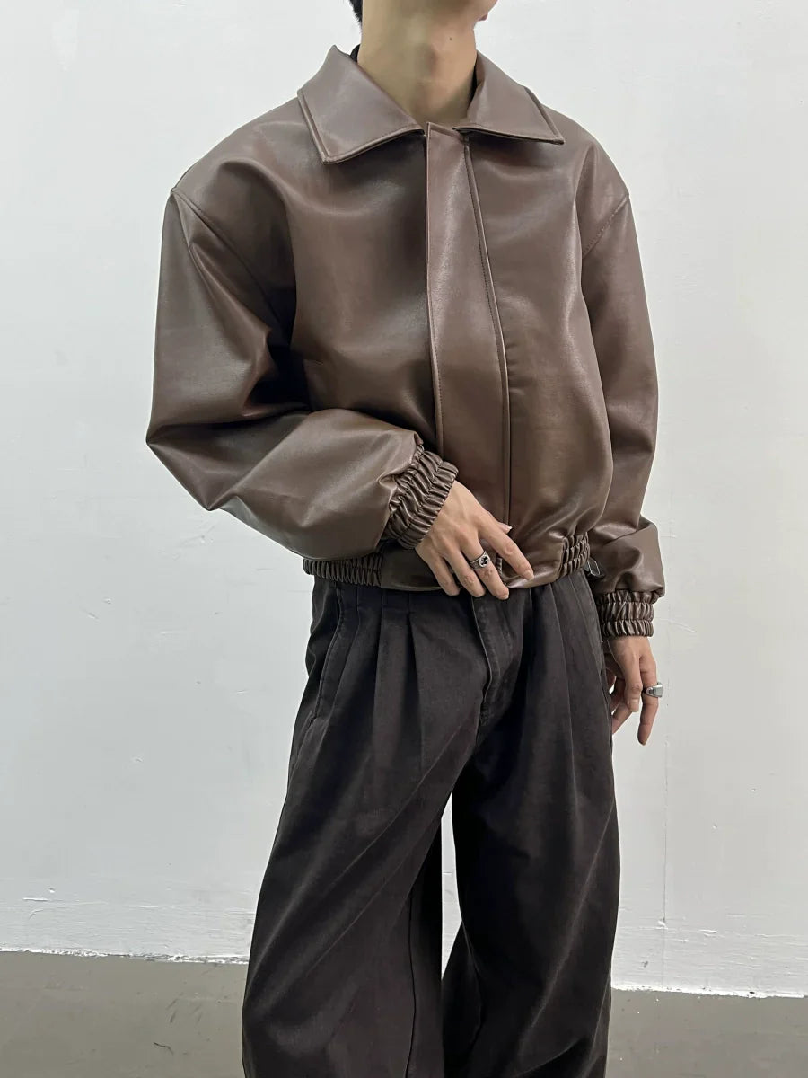 Shoulder Pad PU Leather Jacket