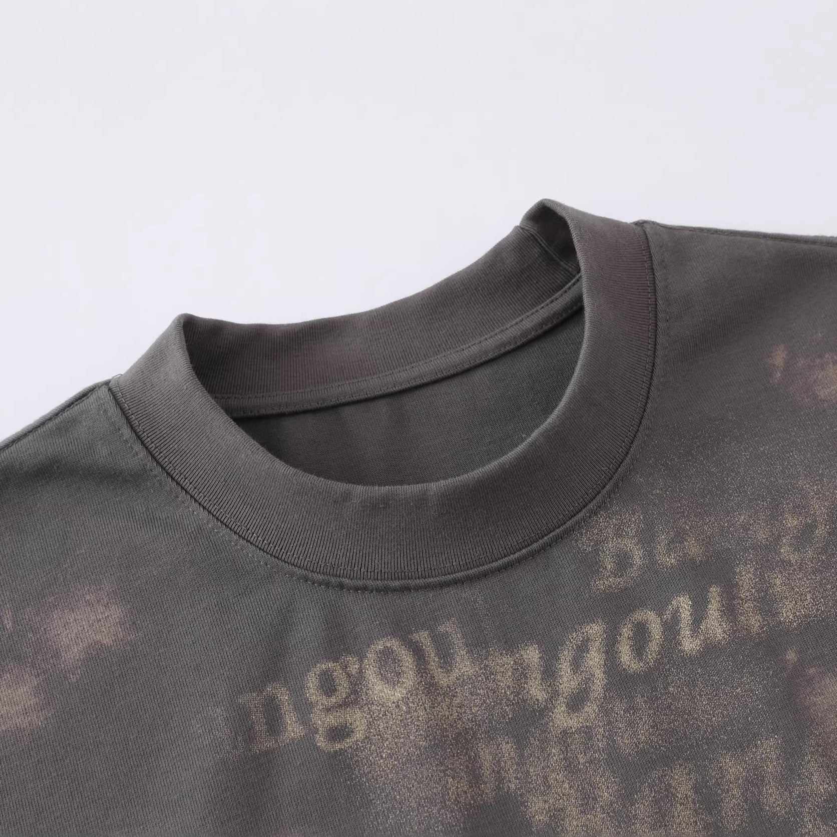 Bleach Washed Logo Print Short Sleeve T-Shirt
