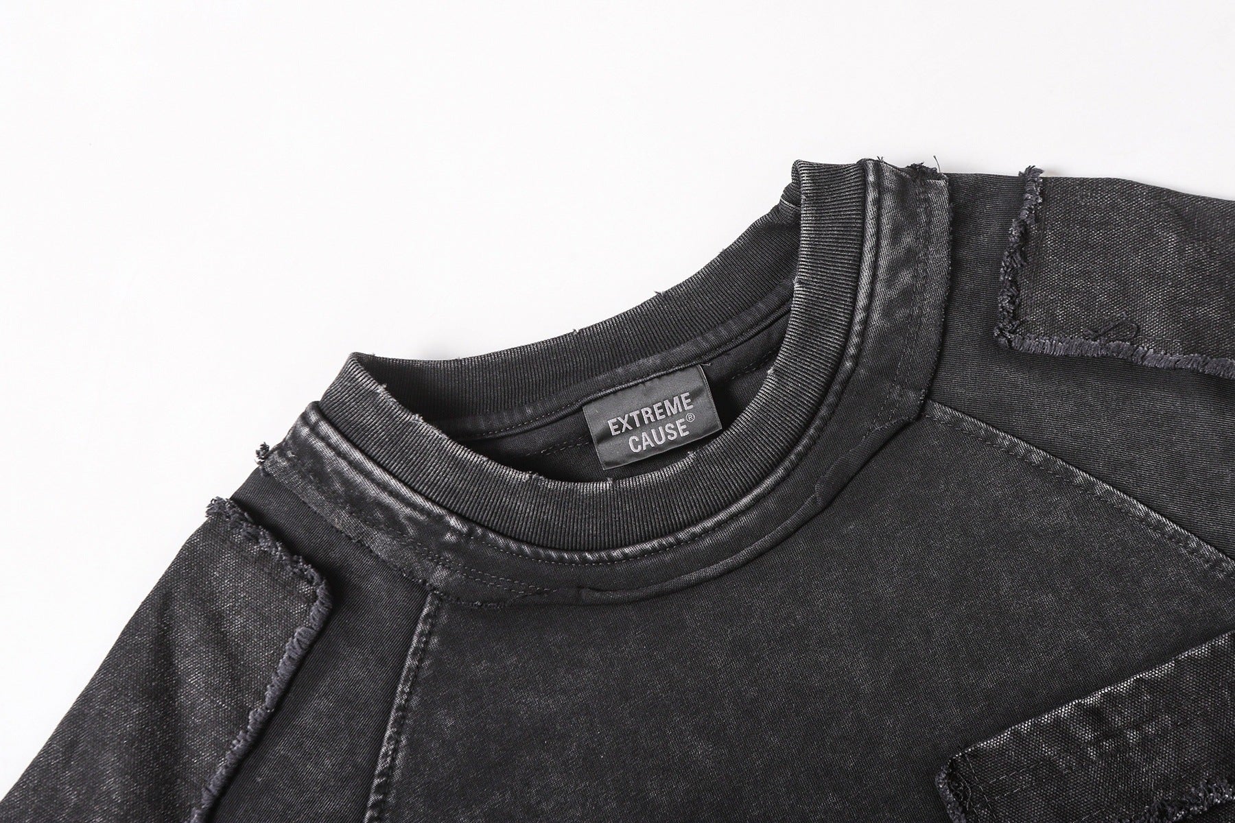 Washed Mock Neck Pocket Short Sleeve T-Shirt