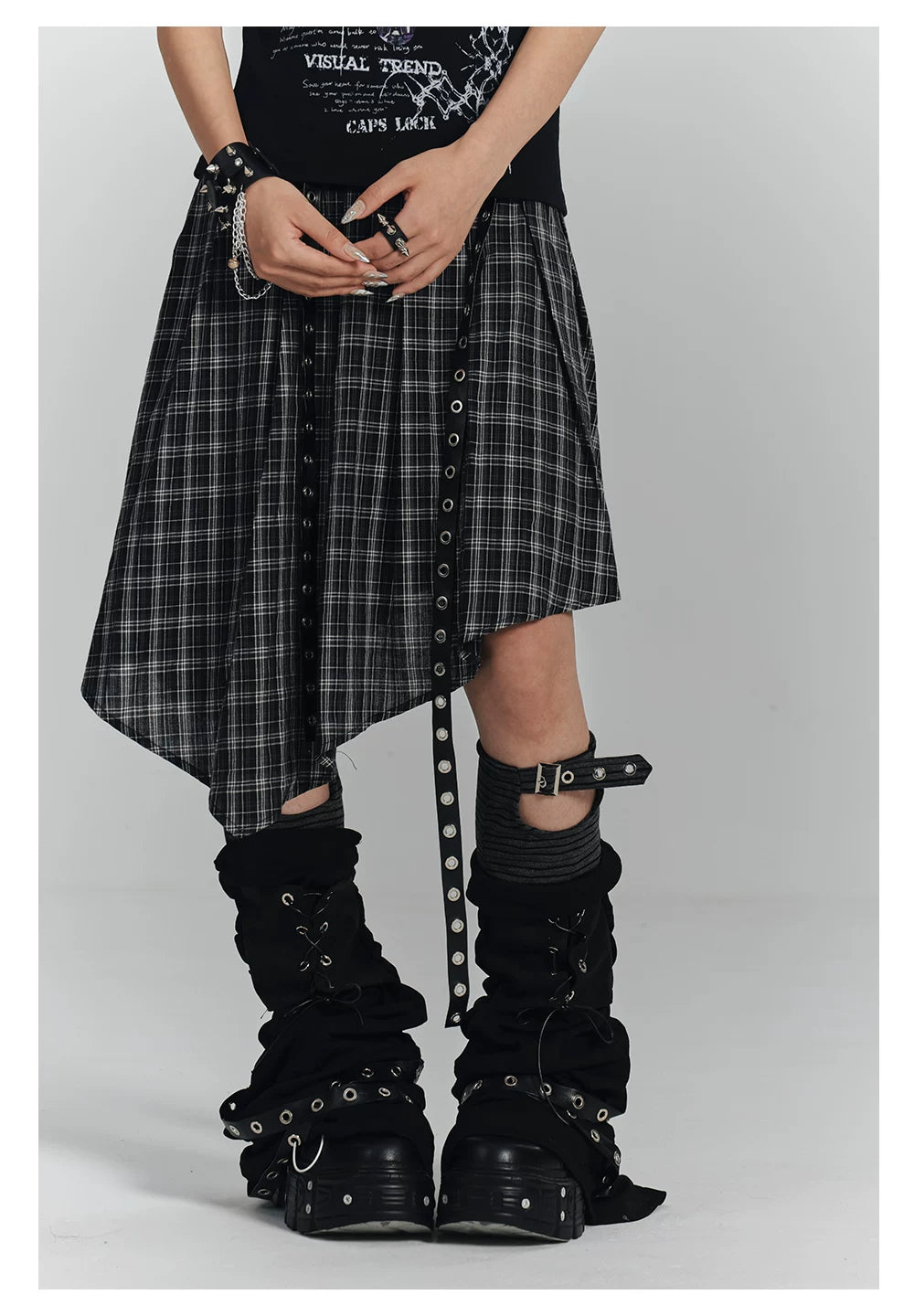 Irregular Plaid A-Line Skirt
