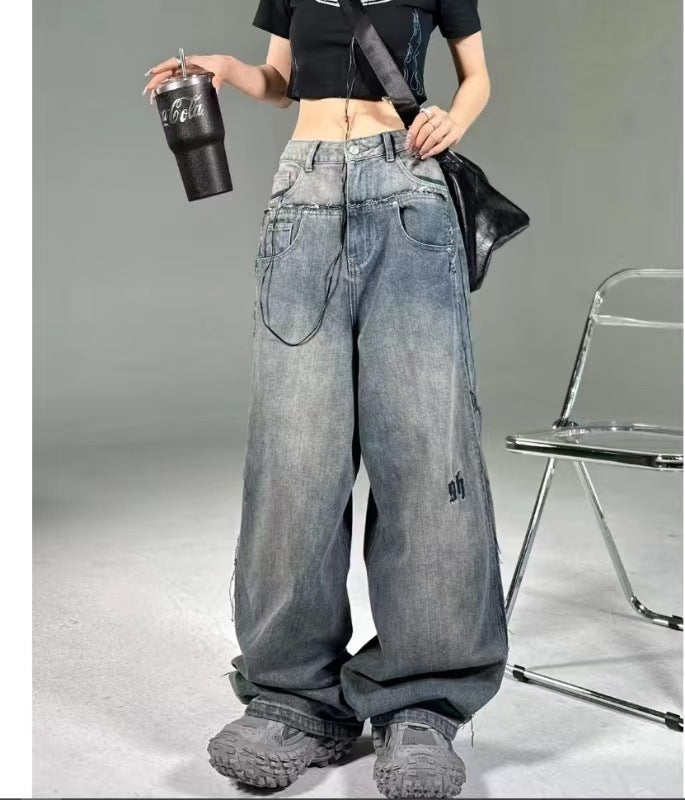 Pantalon rétro unisexe à jambe droite