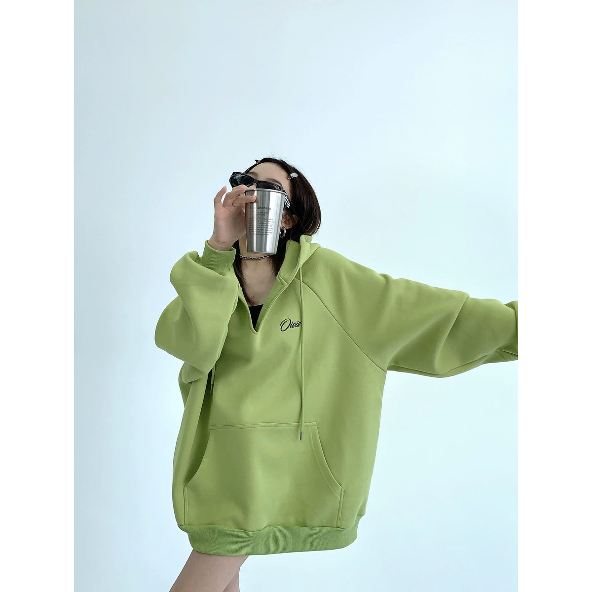 Oversized V-Neck Hoodie