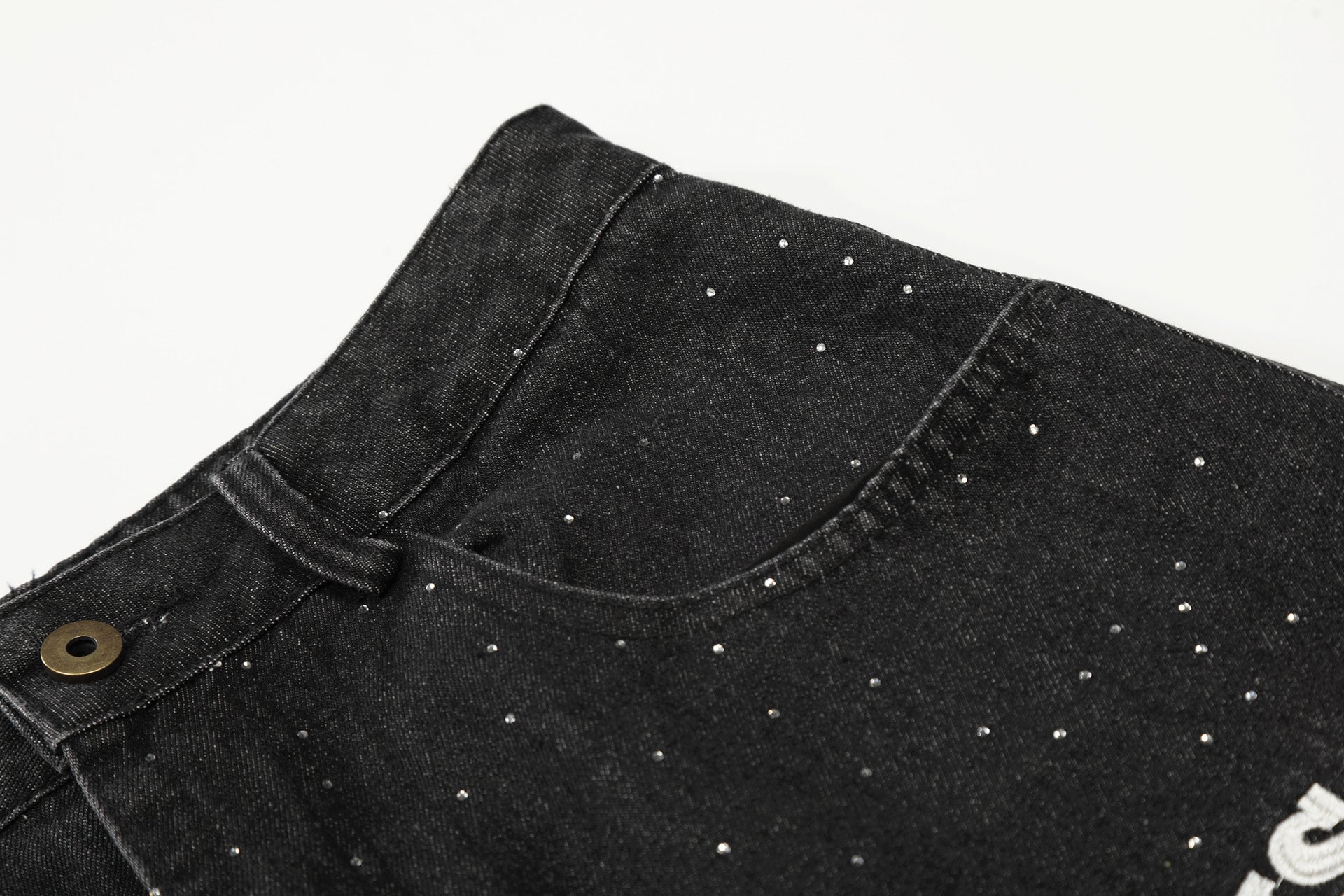 Rhinestone Cropped Denim Jort