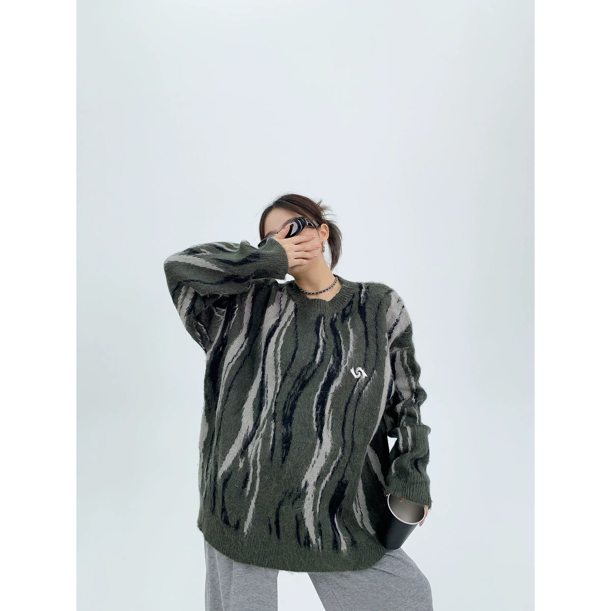Pull oversize en maille à rayures Mrble