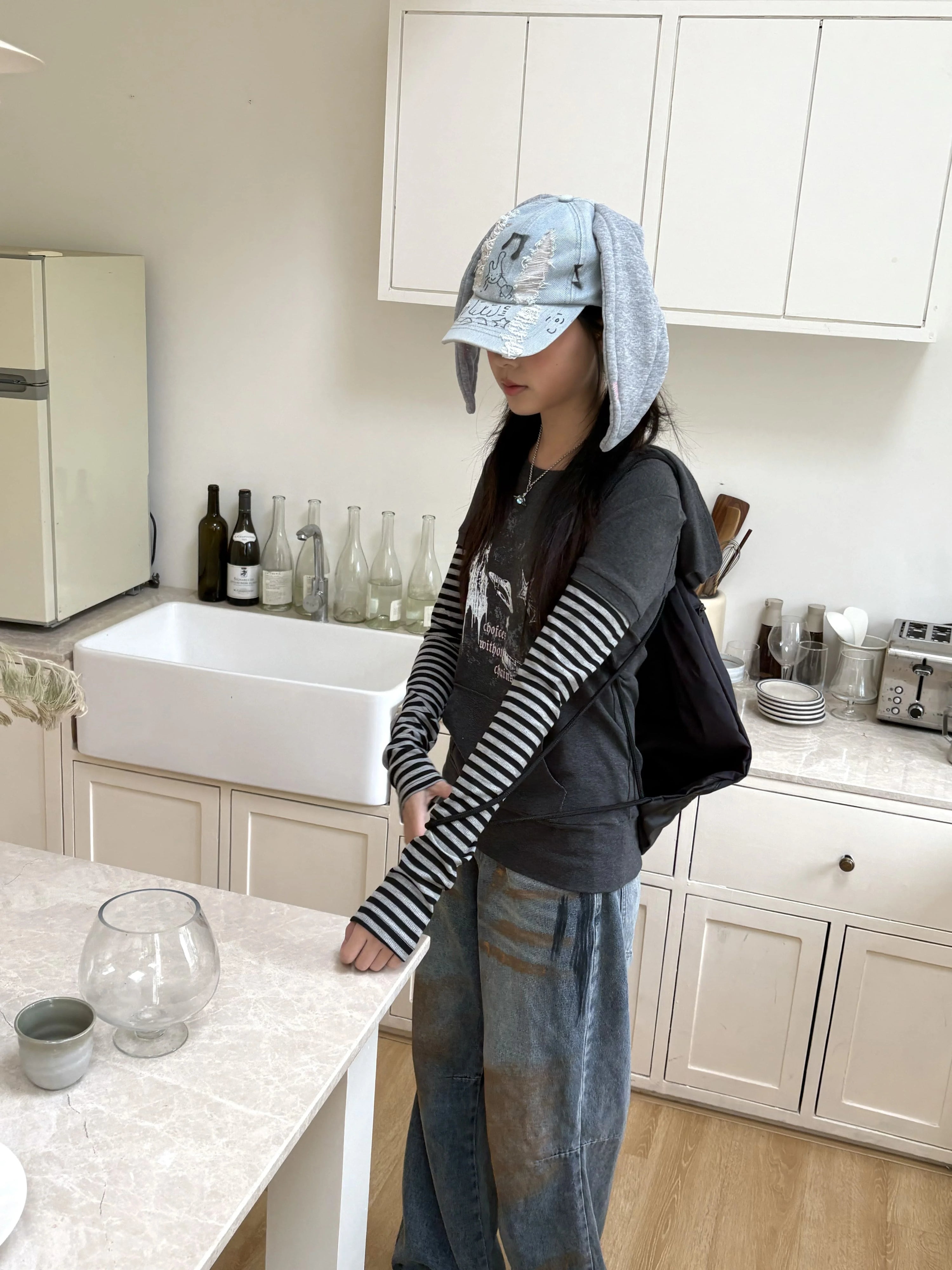 Stripe Patchwork Pullover Hoodie