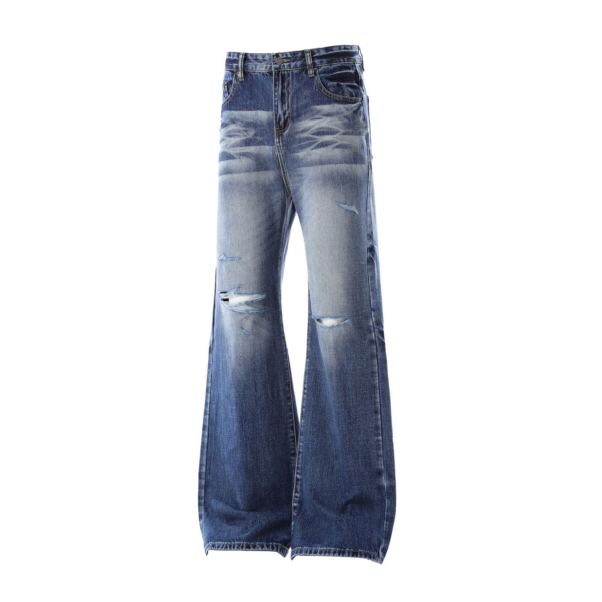 Washed Damage Flare Denim Jeans