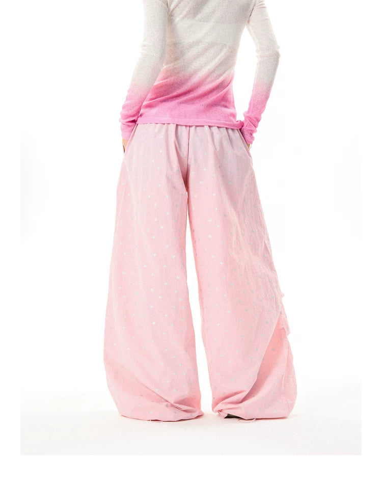 Allover Star Print Wide-Leg Pants