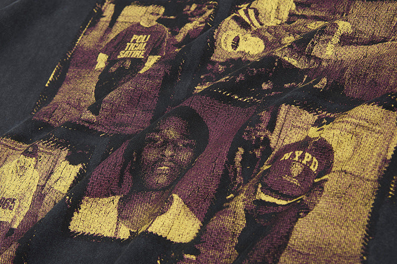 Washed Portrait Print Short Sleeve T-Shirt