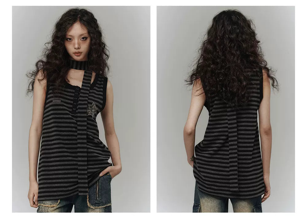 Star Stripe Oversize Long Sleeve T-Shirt & Tank Top