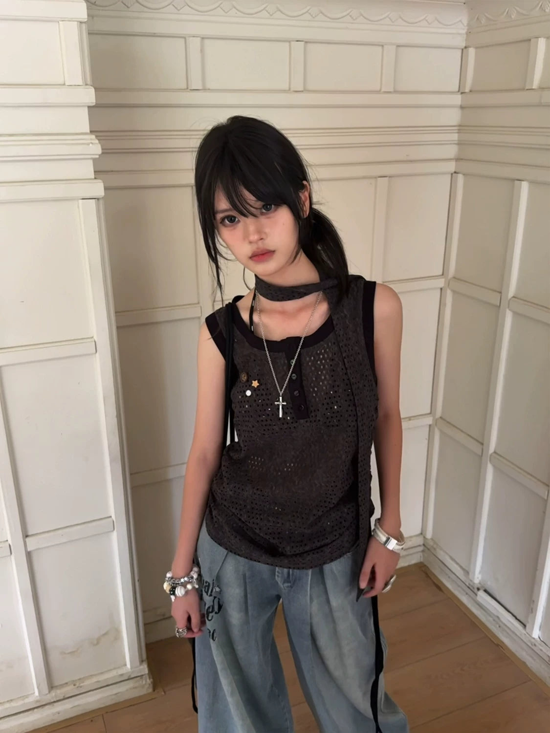 Strap Detail Oversize Tank Top